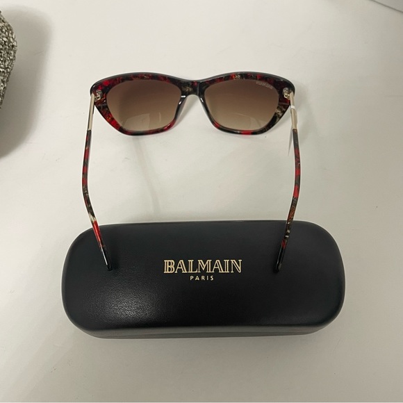 Balmain 56mm Modified Cat Eye Sunglasses In Red & Brown Red- Comes W/ Case Only - Picture 6 of 15